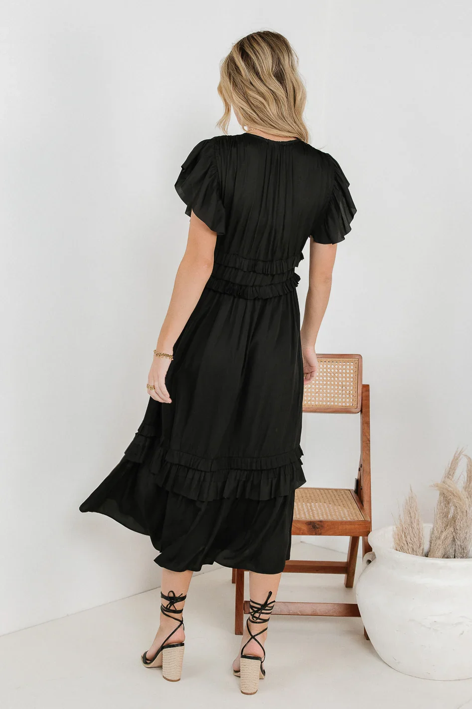 Willa Ruffle Dress in Black - FINAL SALE - Image 3
