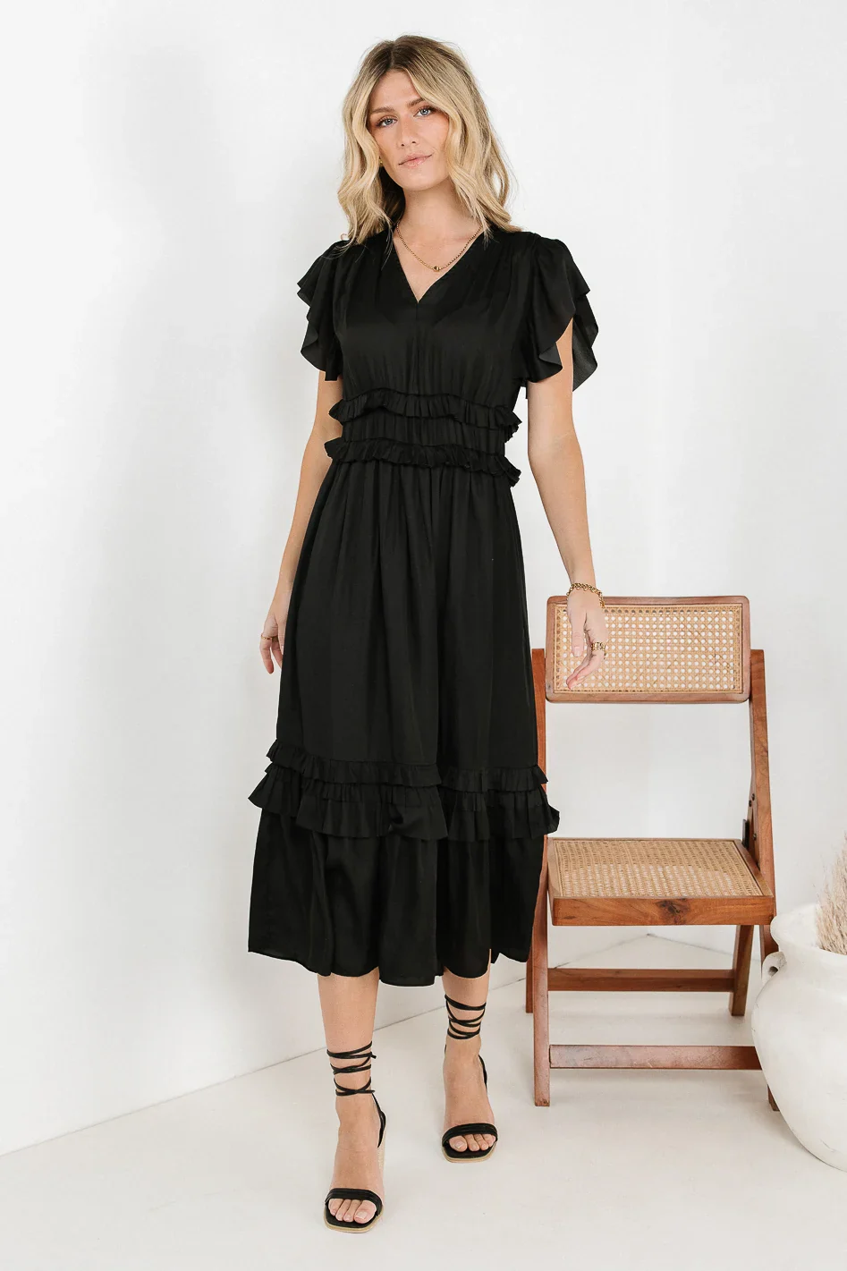 Willa Ruffle Dress in Black - FINAL SALE - Image 4