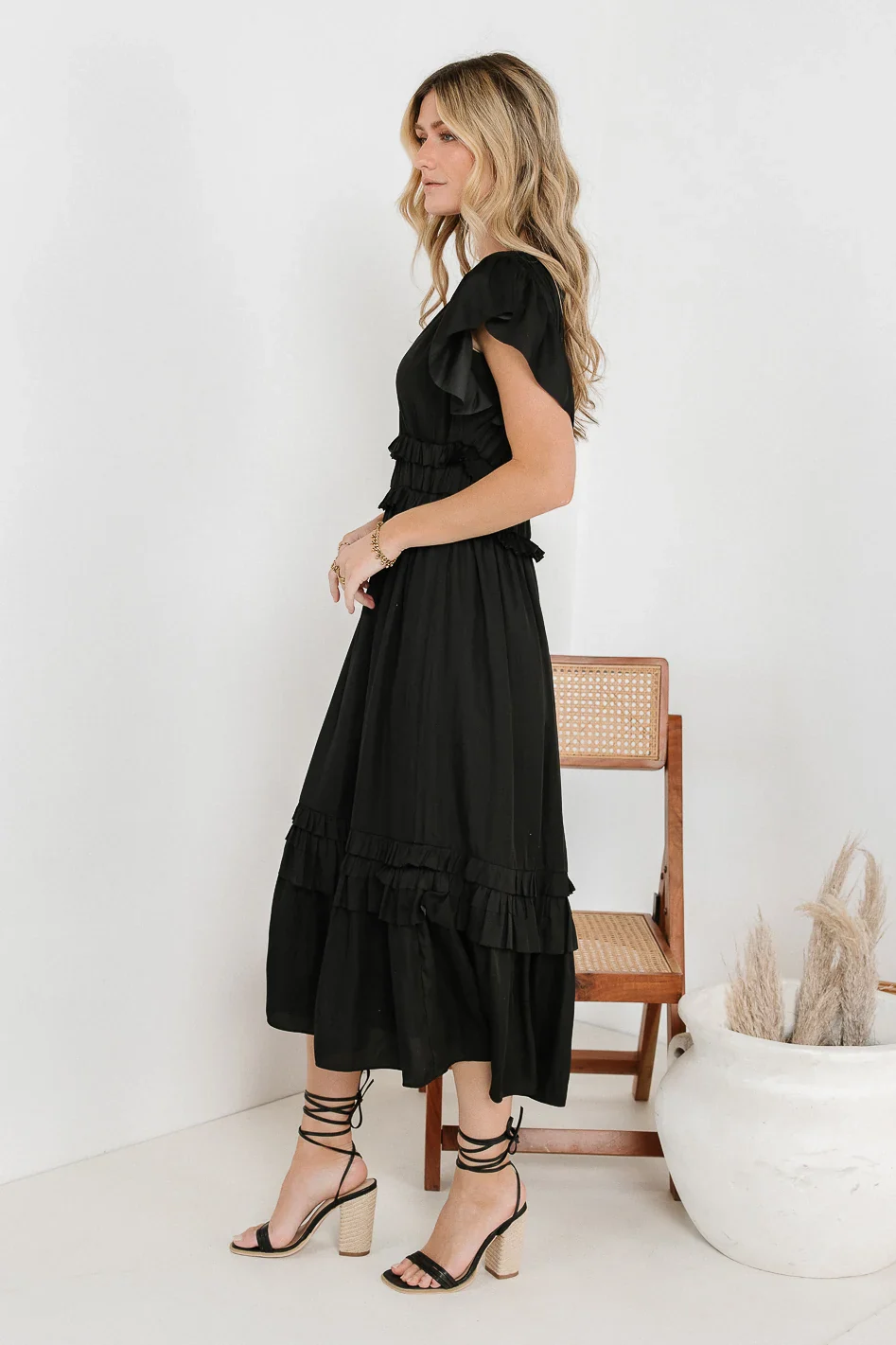 Willa Ruffle Dress in Black - FINAL SALE - Image 5