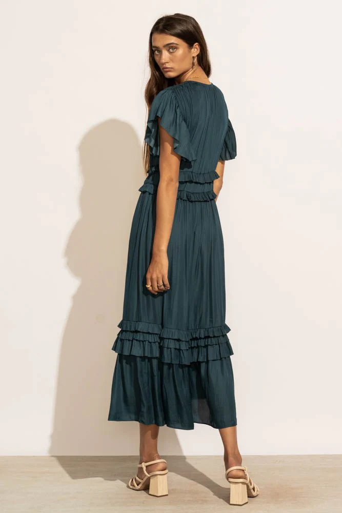 Willa Ruffle Dress in Teal - FINAL SALE - Image 6