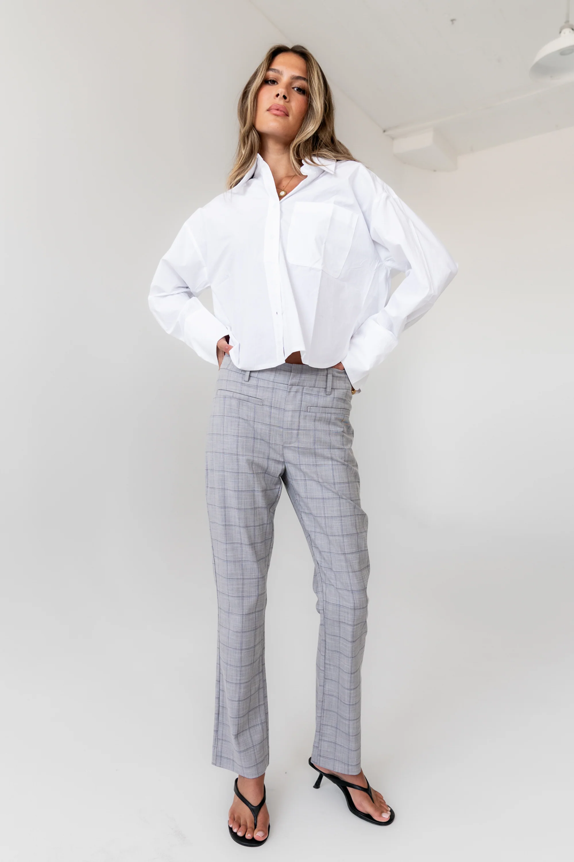 Willow Slim Straight Trouser in Grey - Image 2