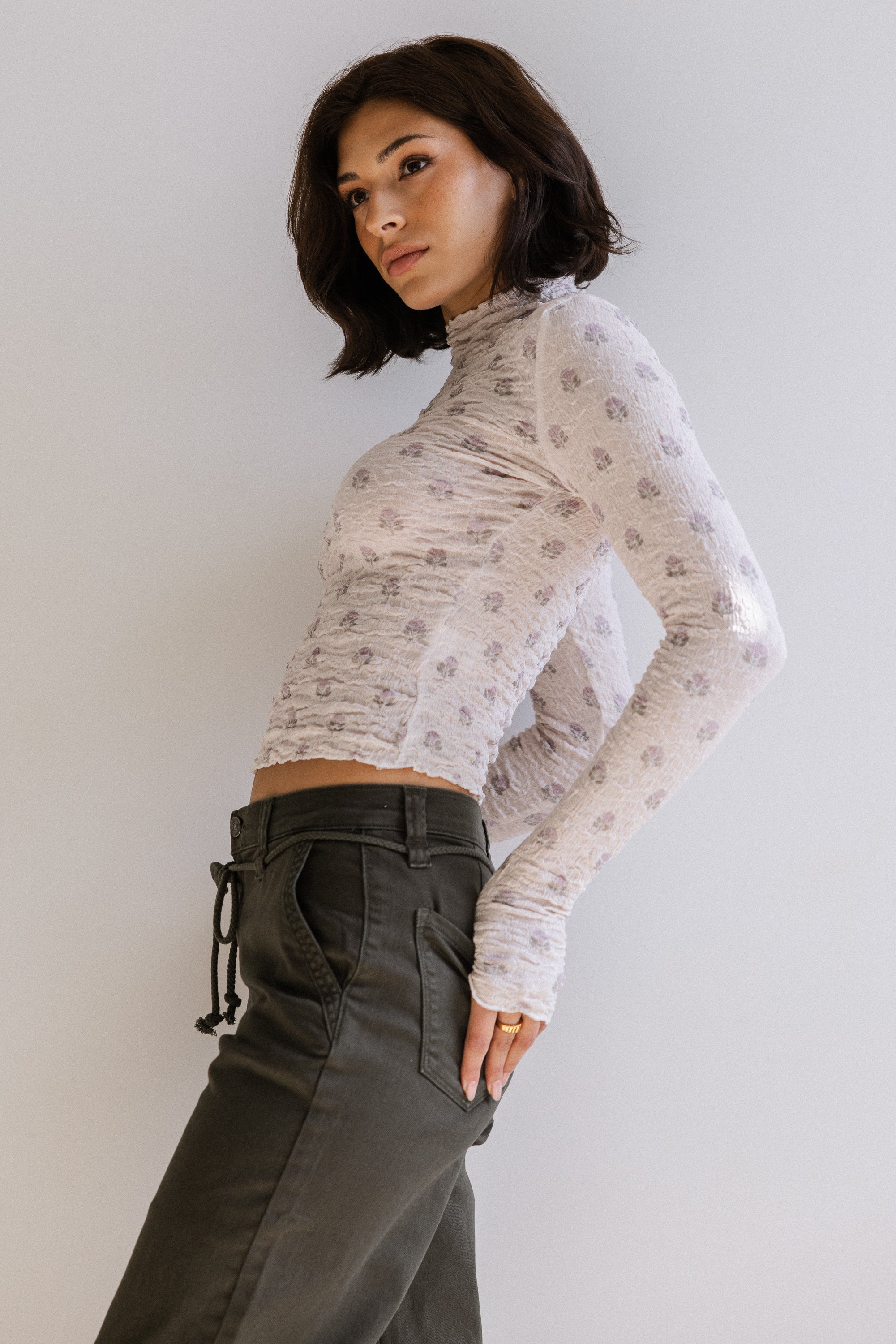 Winnie Floral Crinkle Top in Ivory - FINAL SALE - Image 6