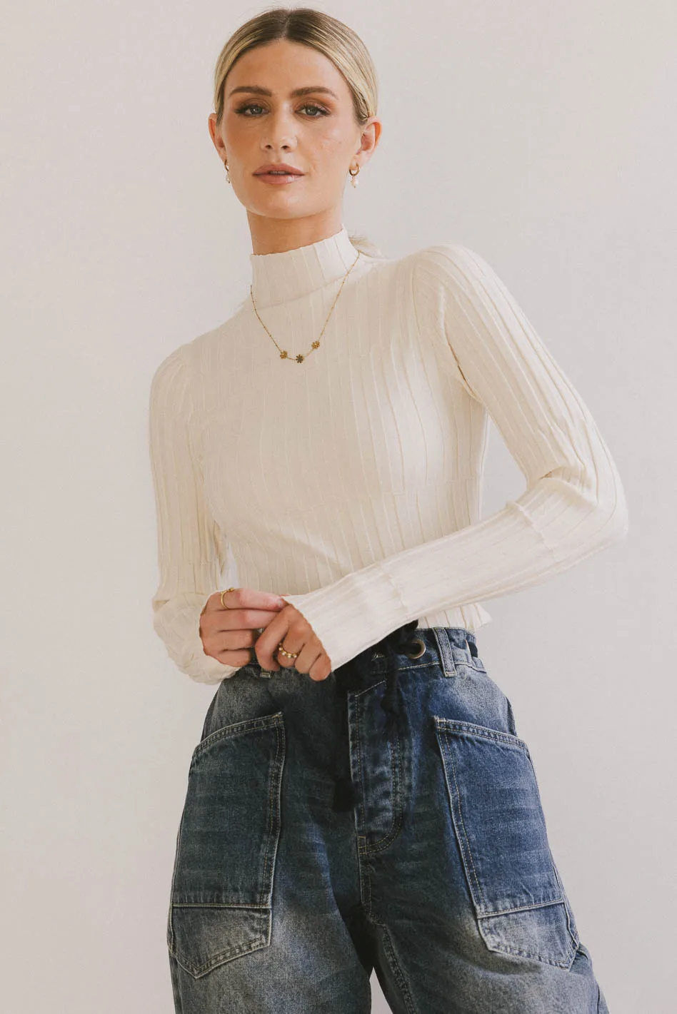 Winnie Ribbed Top in Cream - FINAL SALE - Image 3