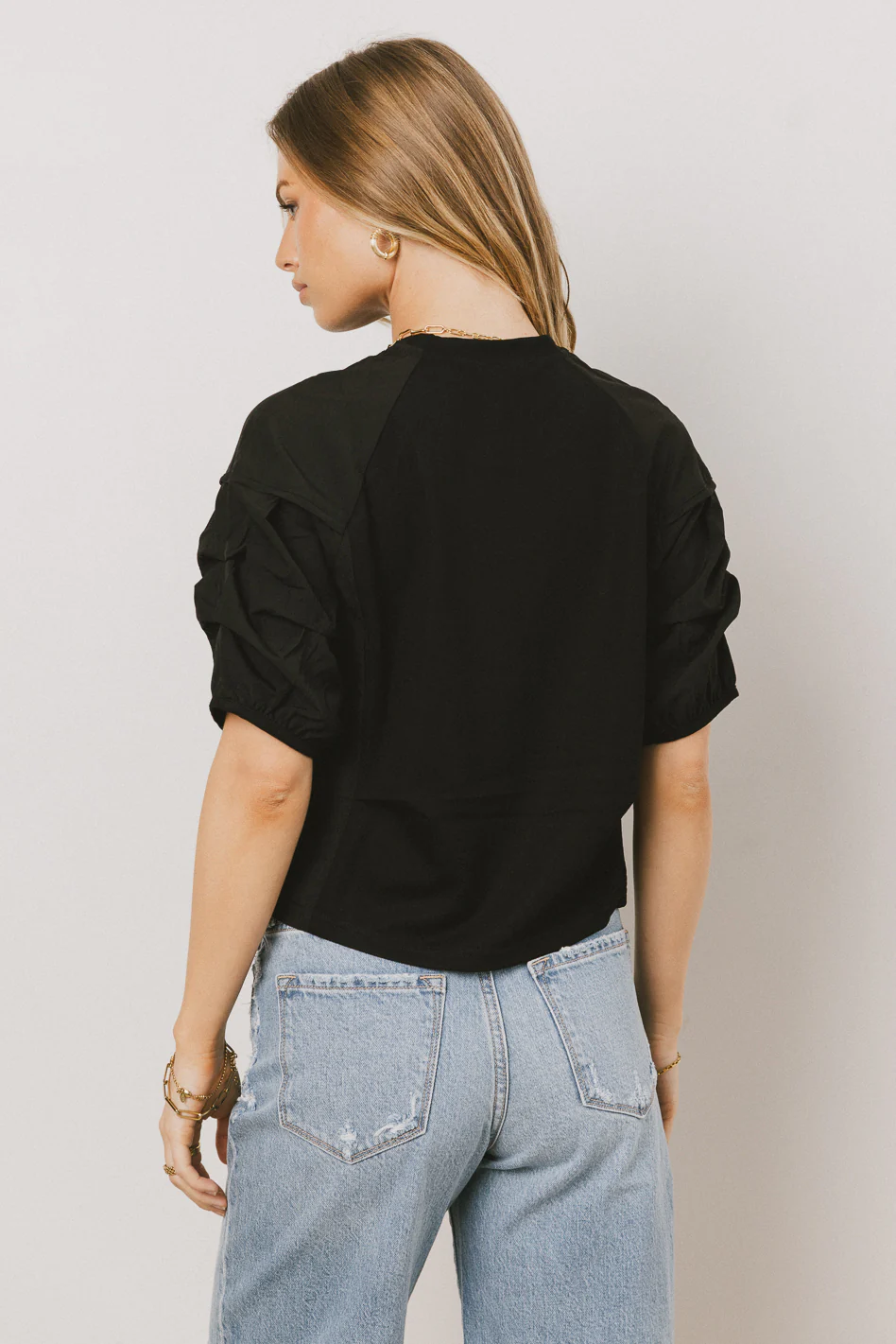 Wyatt Tiered Sleeve Top in Black - FINAL SALE - Image 3