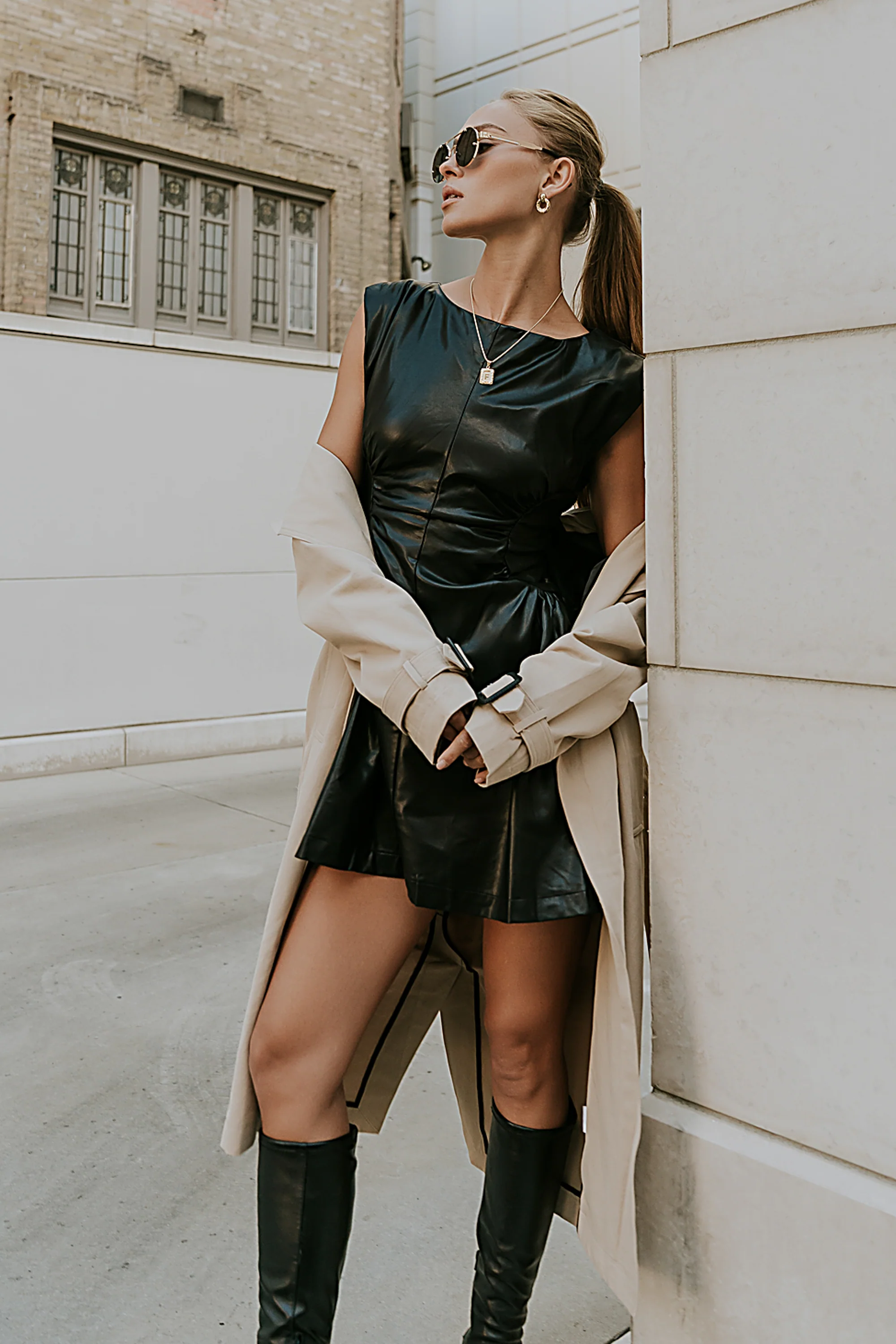 Xiomara Vegan Leather Mini Dress - FINAL SALE - Image 10