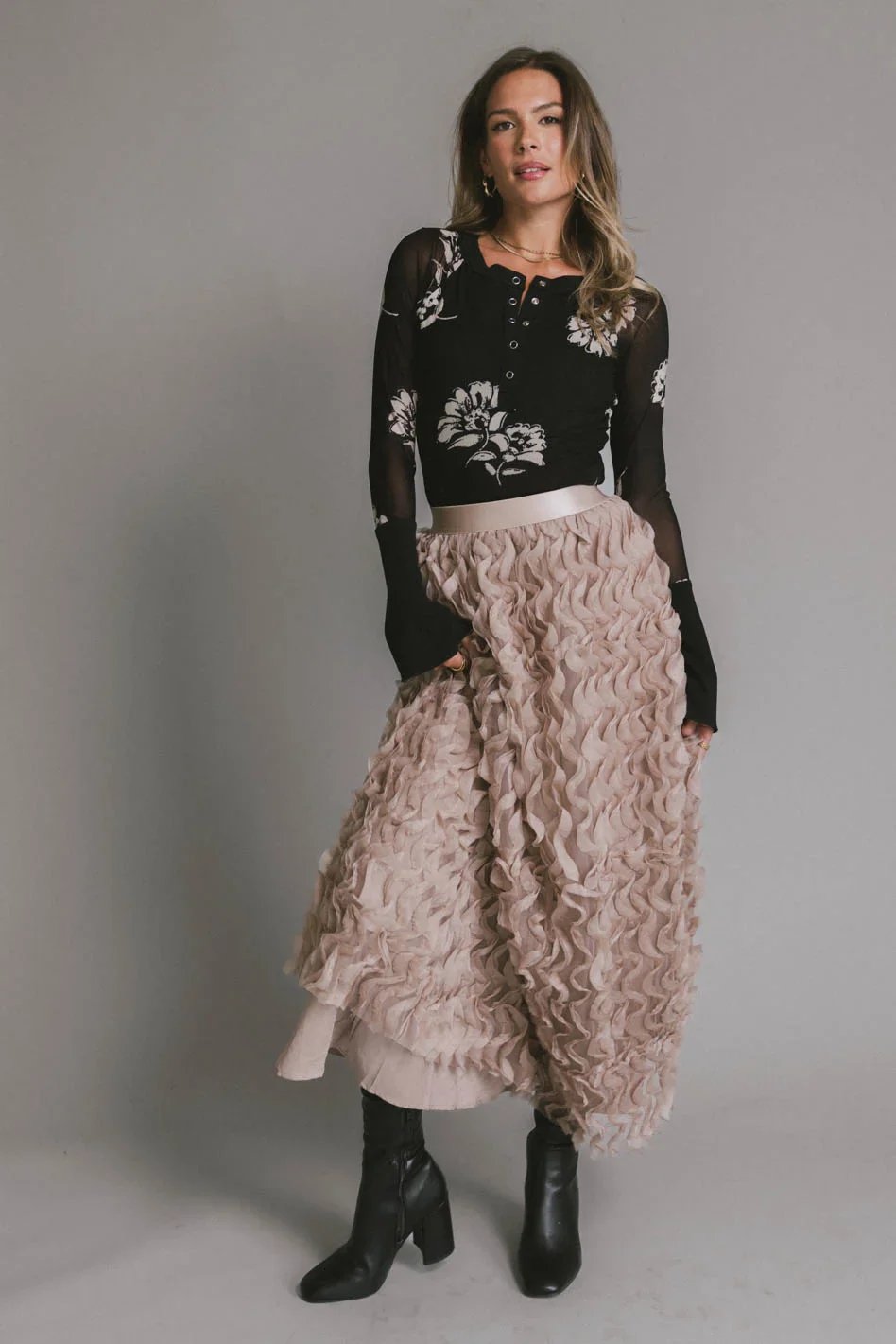 Yani Ruffle Tulle Maxi Skirt in Mauve - FINAL SALE - Image 2