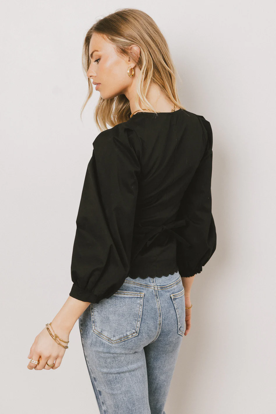 Yara Button Down Top in Black - Image 3