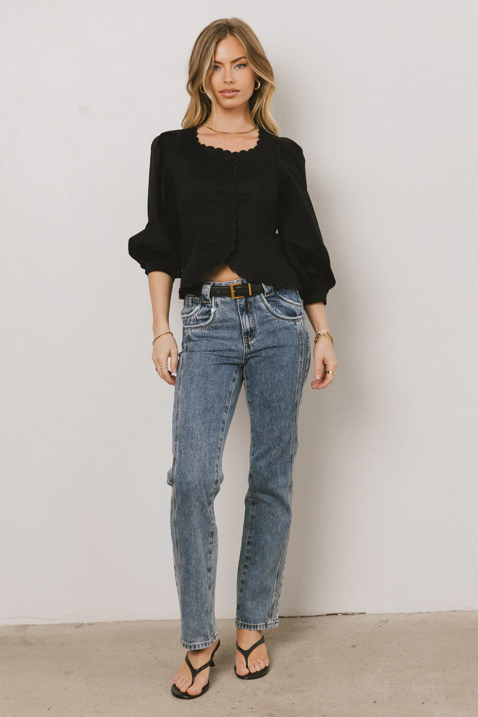 Yara Button Down Top in Black - Image 4