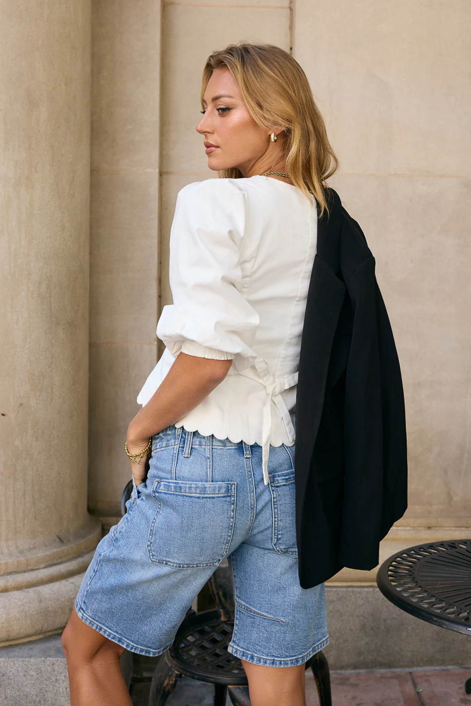 Yara Button Down Top in White - Image 5