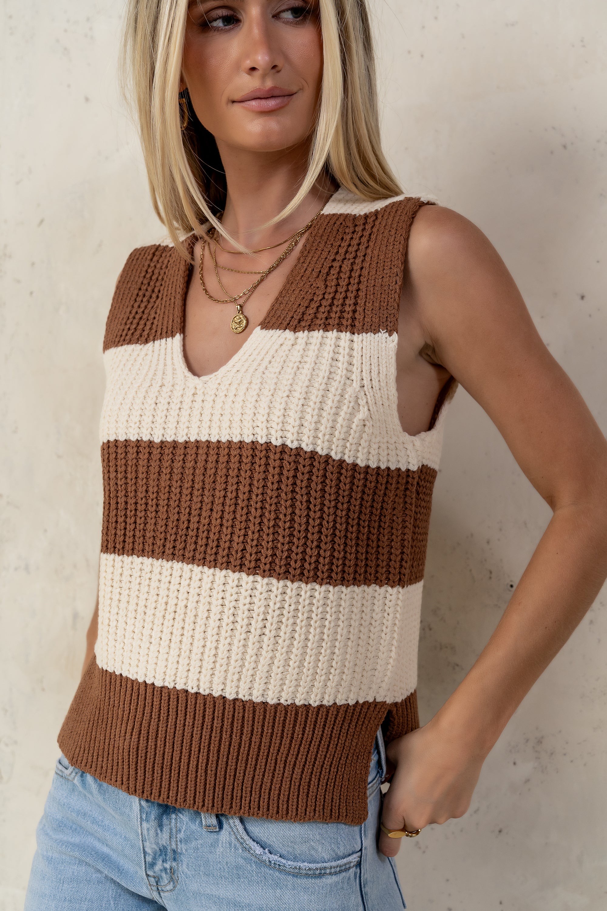Yasmin Striped Sweater in Camel - FINAL SALE - Image 6
