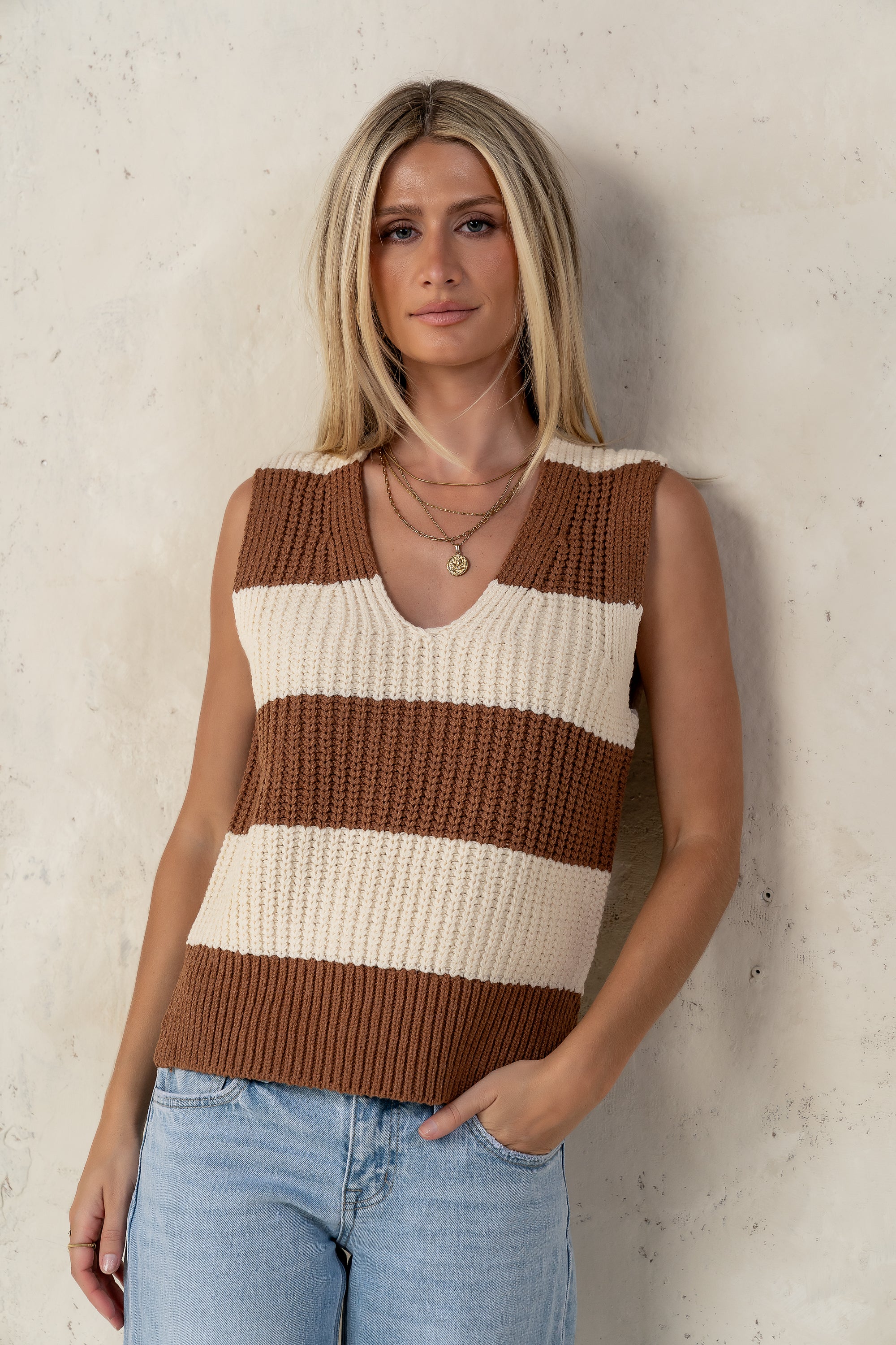 Yasmin Striped Sweater in Camel - FINAL SALE - Image 8