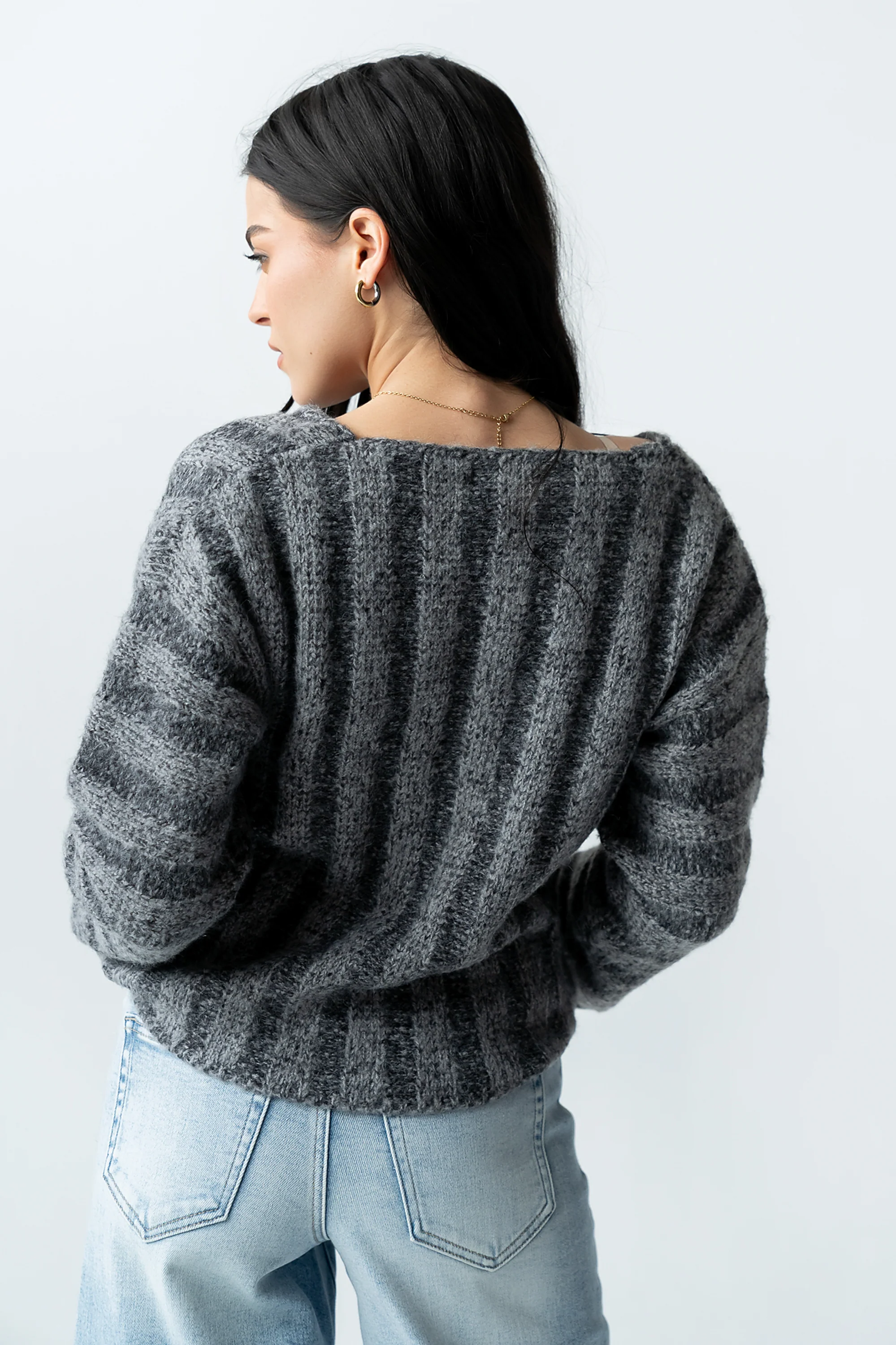Zamara Ribbed Sweater in Charcoal - FINAL SALE - Image 2