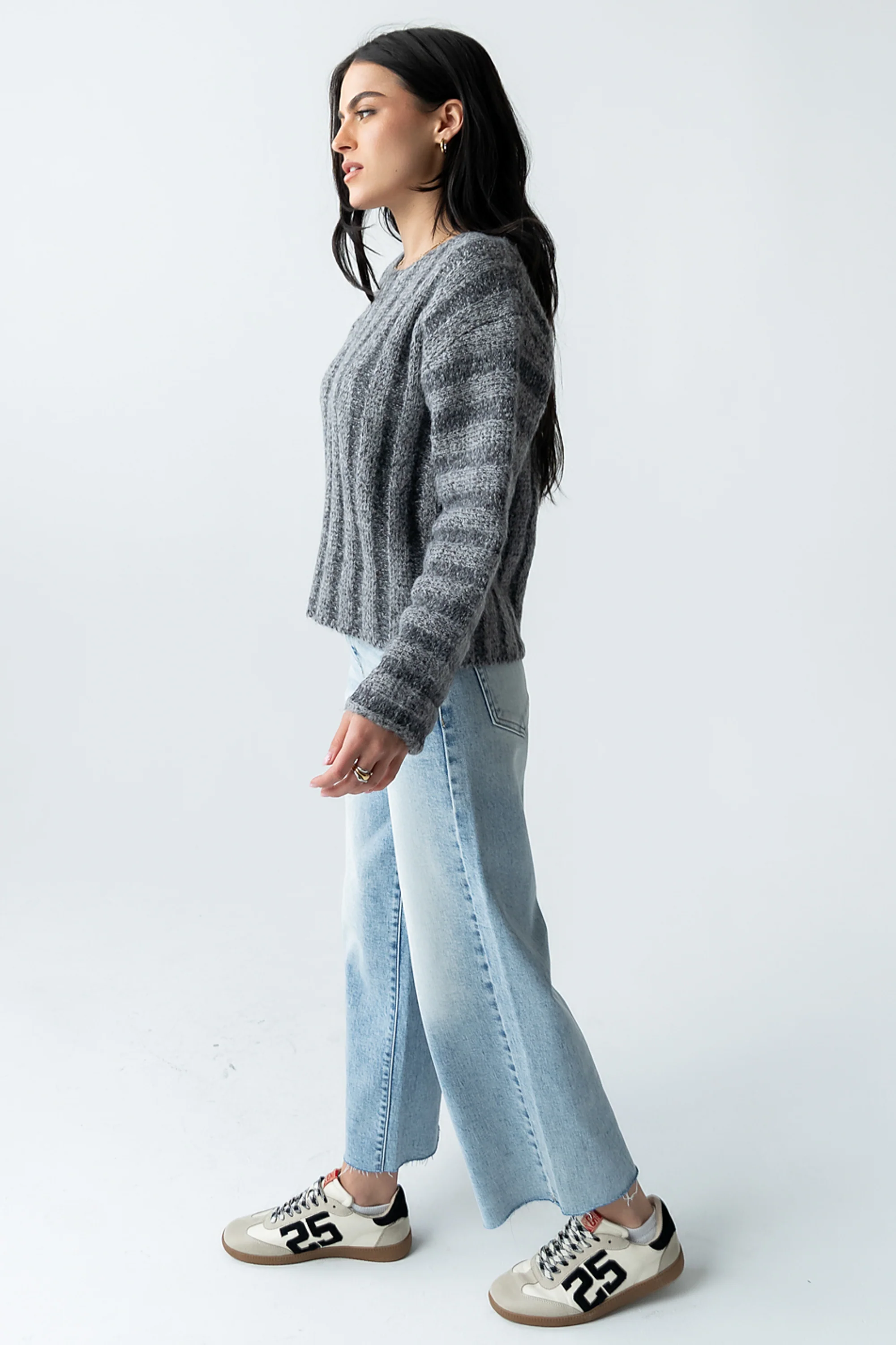Zamara Ribbed Sweater in Charcoal - FINAL SALE - Image 3