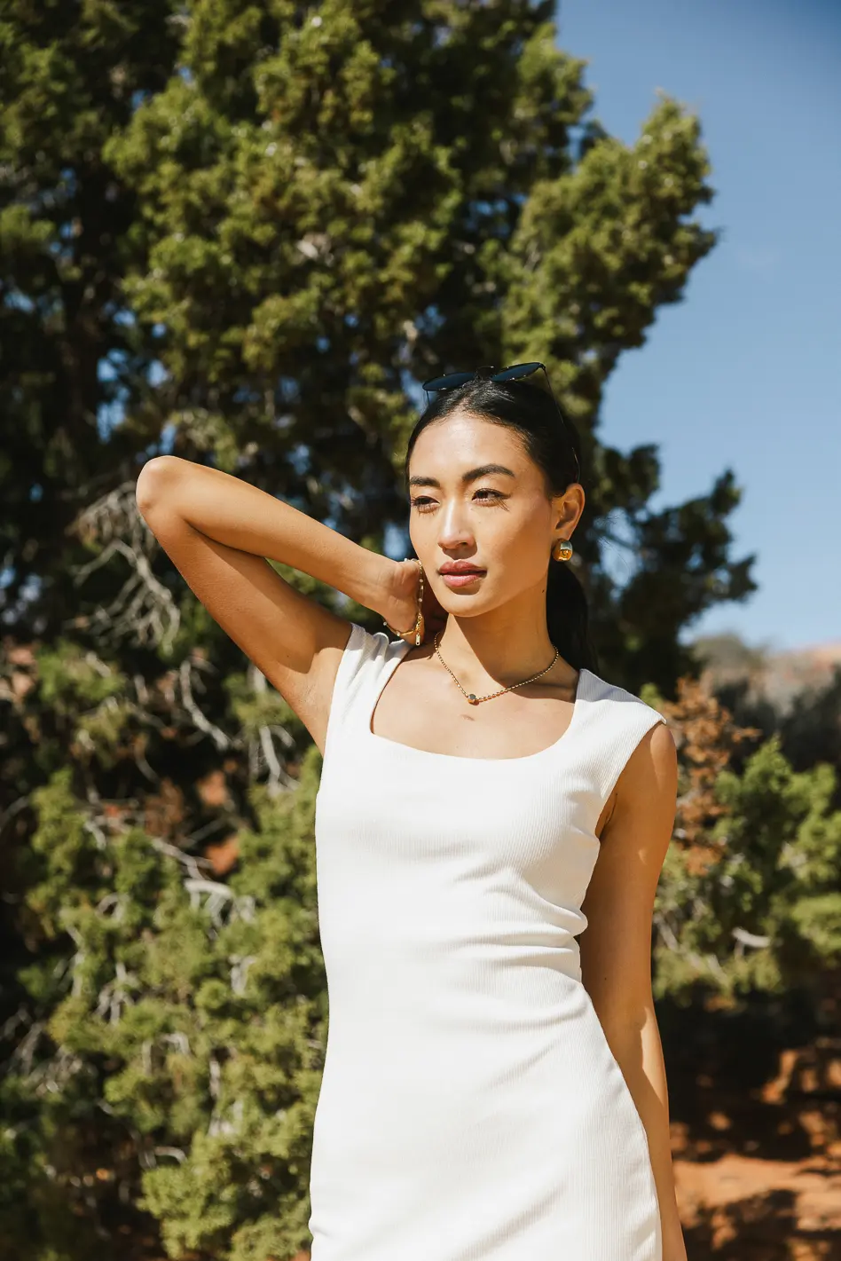 Zarela Ribbed Dress in White - FINAL SALE - Image 4