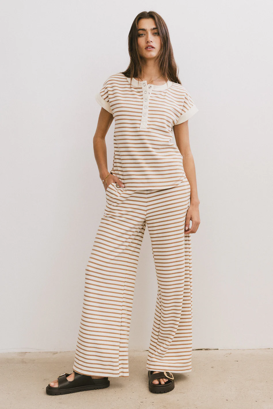 Zia Striped Top in Sand - FINAL SALE - Image 2