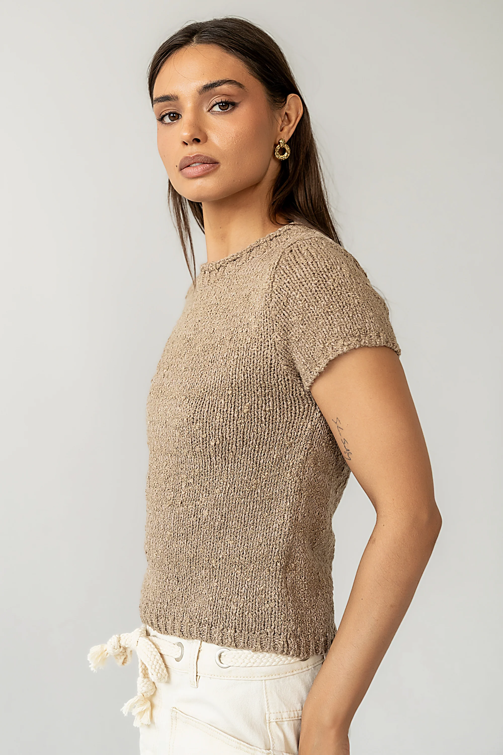 Zoey Knit Sweater in Taupe - Image 7