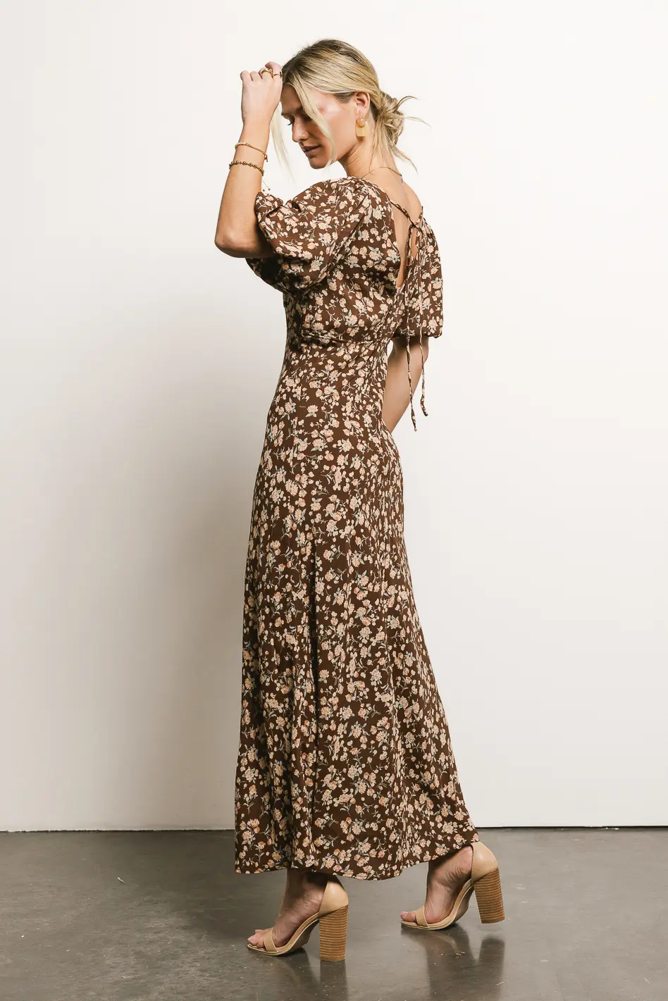 Zuri Floral Dress in Mocha - Image 4