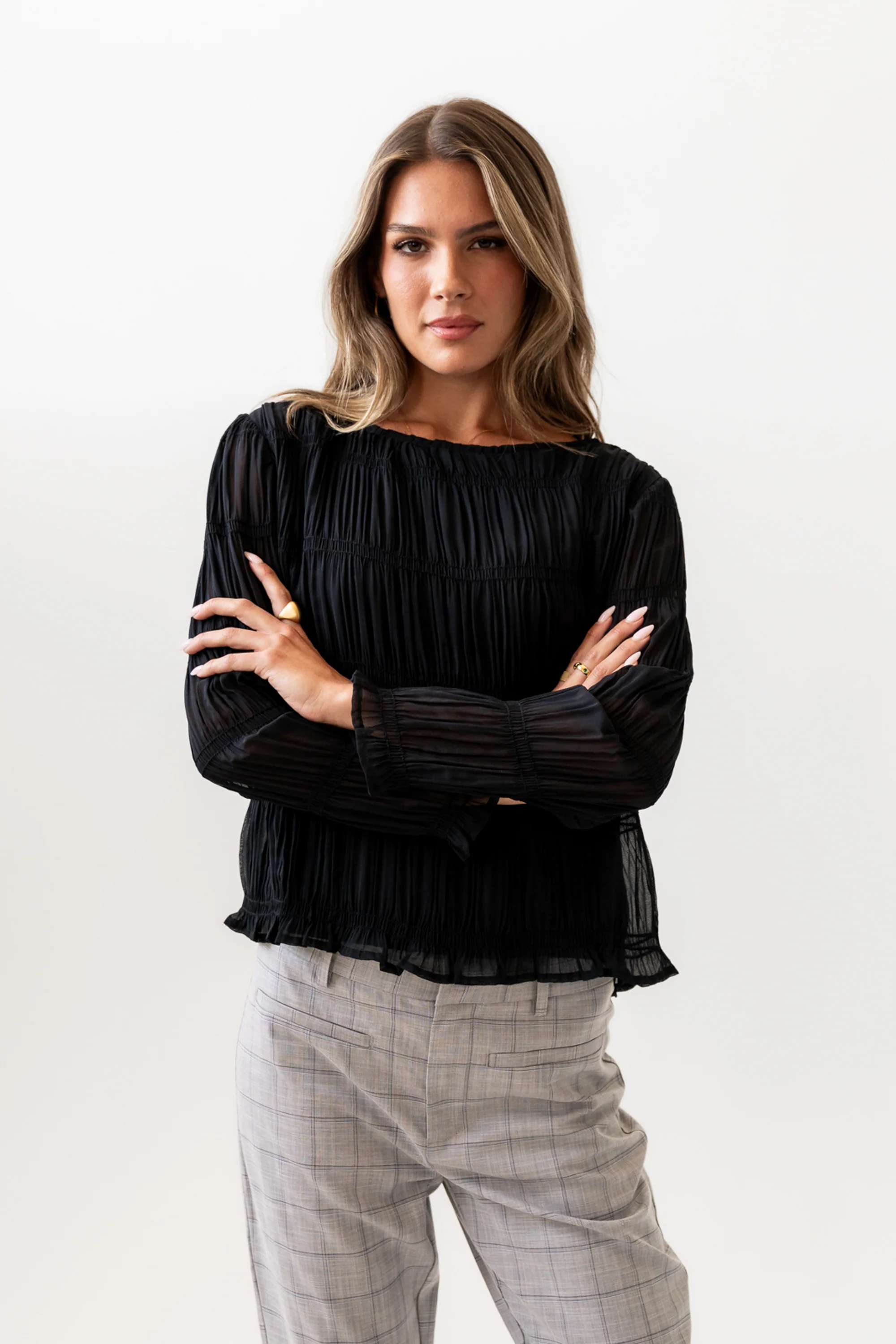 Zuri Smocked Blouse in Black - FINAL SALE - Image 6